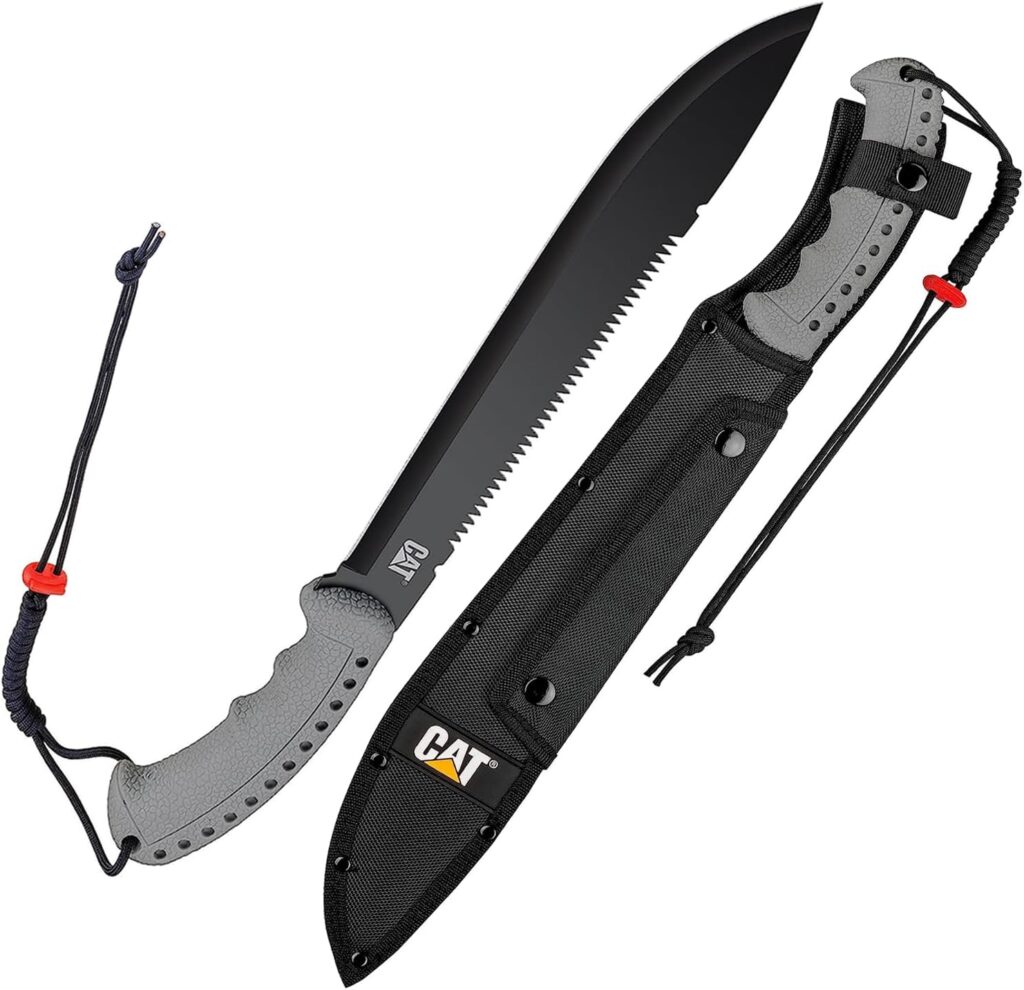 Cat Latin 21-Inch Machete with Shoulder Strap Sheath, Blade Knife with Ergonomic Comfort Tool Handle, Cut, Chop, Clear Brush, Garden, Outdoors, Camping - 980409ECT Black