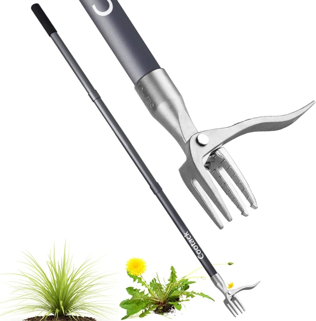 Cootack 52 Weed Puller Long Handle Stand-up Weeding Tool, Long Hand Weeder with Stainless Steel Claw for Garden/Yard/Lawn, Easily Weed Remover Without Bending or Kneeling (Length: 52)