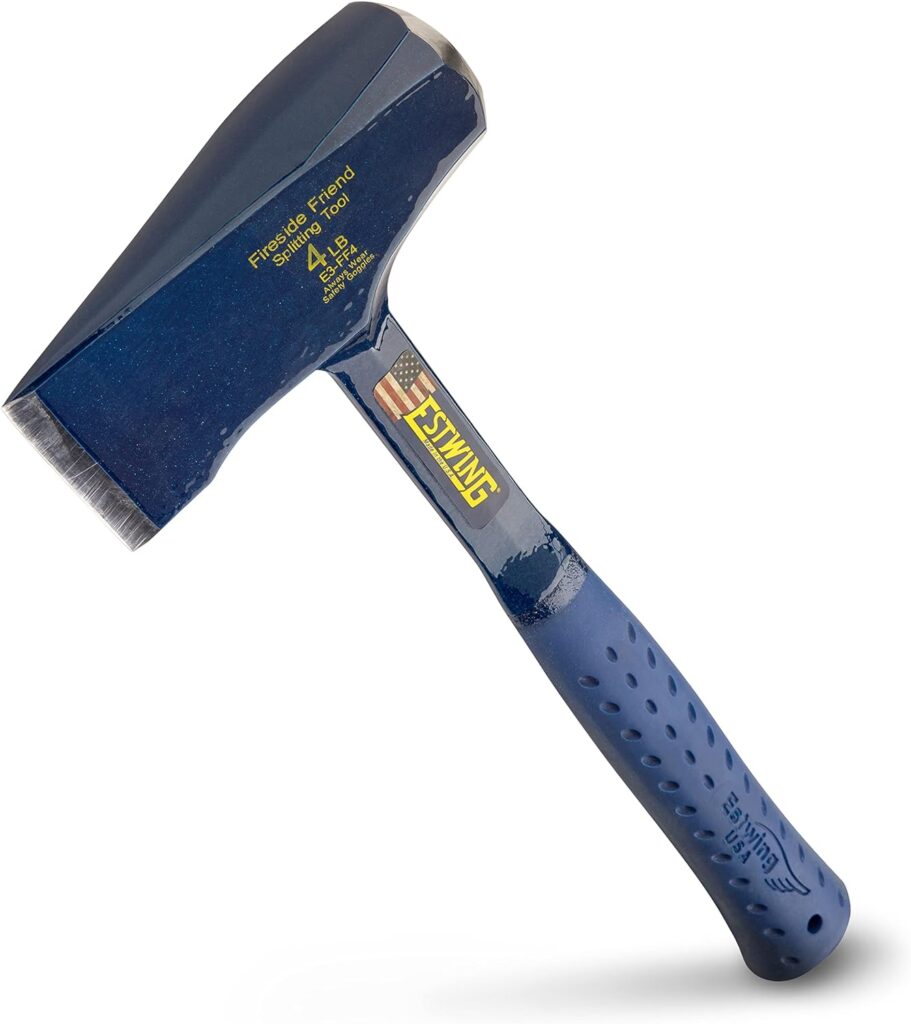 ESTWING Fireside Friend Axe - 14 Wood Splitting Maul with Forged Steel Construction  Shock Reduction Grip - E3-FF4, Blue