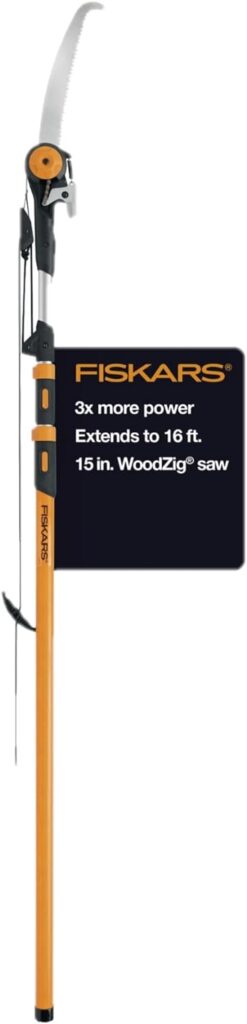 Fiskars 7-16 Chain-Drive Extendable Tree Pruner and Pole Saw - Precision-Ground Steel Blade for Cutting up to 1.25 Diameter