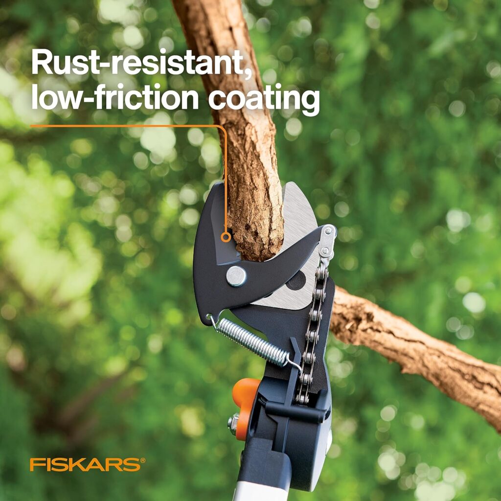 Fiskars 7.9-12 Extendable Tree Pruning Stik Pruner - Rotating Sharp Precision-Ground Steel Blade for Cutting up to 1.25 Diameter