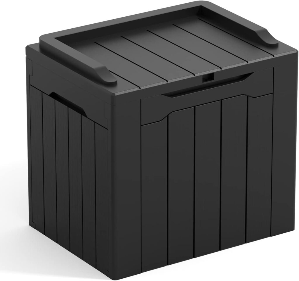 Greesum 31 Gallon Resin Deck Box All Weather Outdoor Storage Boxes for Patio Furniture Set,Outdoor Toys,Garden Tools,Black