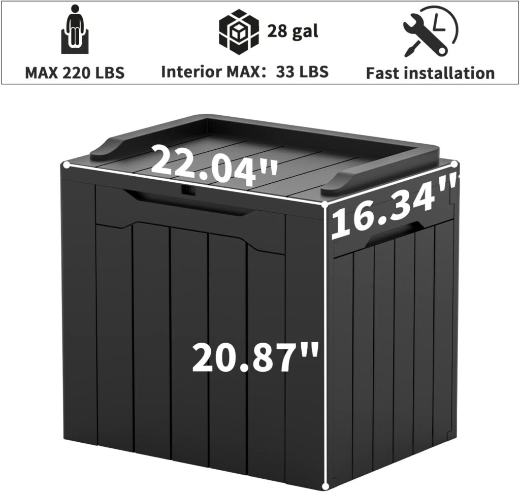 Greesum 31 Gallon Resin Deck Box All Weather Outdoor Storage Boxes for Patio Furniture Set,Outdoor Toys,Garden Tools,Black