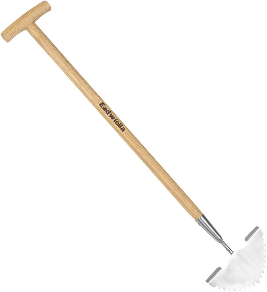 Manual Lawn Edger Tool Half Moon Edger Hand Turf Edger Shovel Garden Edging Tool 39“ for Landscaping, Sidewalk, Garden Bed, Driveway, Yard Grass Trenching Spade with Wood T Handle