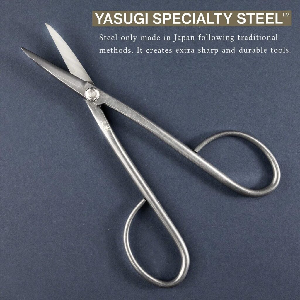 Wazakura Yasugi Stainless Steel Made in Japan Twig Bonsai Scissors 8.27 (210 mm), Japanese Garden Pruning Snip Tools Shears, Flower Herb Trimming Shears (Yasugi Stainless Steel Twig Scissors)