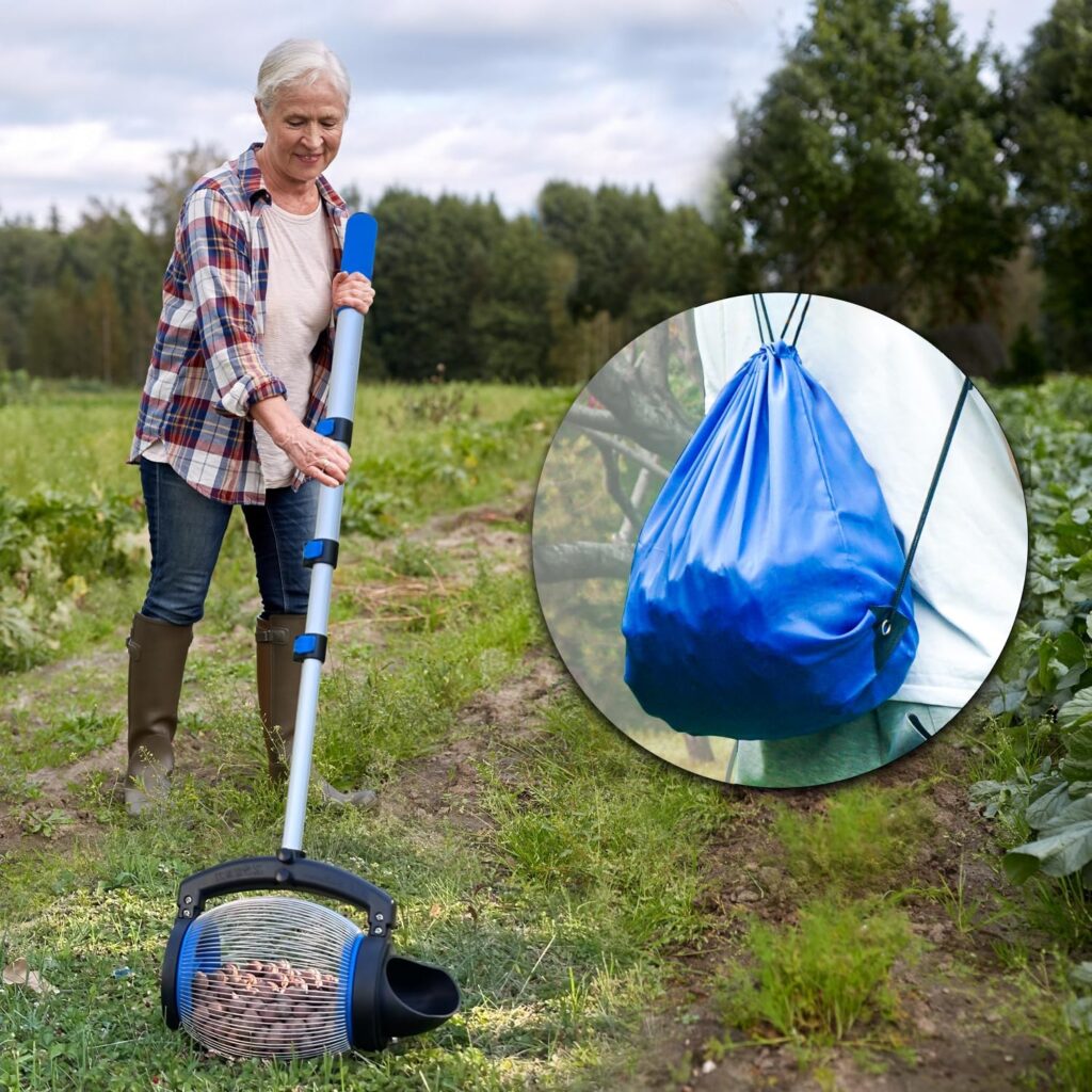 Zozen Acorn Picker Upper, Acorn Dedicated Version | High Density Steelwire Gap - Directly Dump Outlet | Only Apply to Acorn, Nerf Balls, Objects Size 3/8 to 1; Length 55 inch, Capacity 1 Gallon.