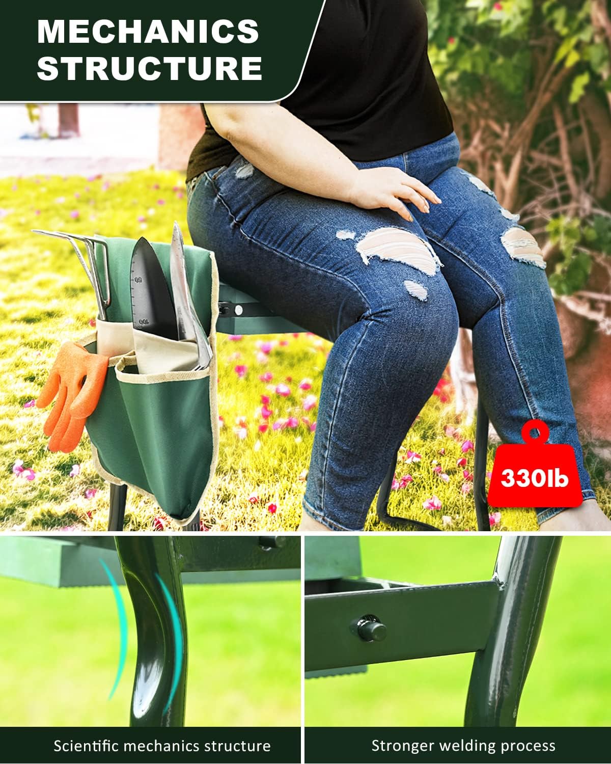 Upgraded Garden Kneeler and Seat with Thicken  Widen Soft Kneeling Pad,Heavy Duty Foldable Gardener Stool with 2 Tool Pouches,Gardening Gifts for Women Mom Men Seniors¡­…